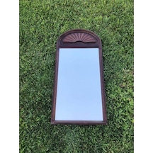 Vintage Kubbeli Oyma Desenli Ahşap Çerçeveli Ayna 46x96 cm - The Kahverengi