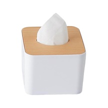 Beyaz Kare Plastik Mendil Kutusu Ahşap Kapaklı Mendil Kutusu Ev, Mutfak, Yemek Odası, Yatak Odası, Banyo, Oturma Odası, Koridor, Ofis İçin Kozmetik Mendil Kutusu