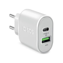 SBS 1xUSB-A+1xUSB-C PD 20W Seyahat Şarj Cihazı-Beyaz
