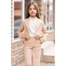 Riccotarz Kız Çocuk Çiçek Broş Detaylı Blazer Ceket Halter Yaka Taş Detaylı Bluz Krem Alt Üst Takım Krem Riccotarz Kız Çocuk Çiçek Broş Detaylı Blazer Ceket Halter Yaka Taş Detaylı Bluz Krem Alt Üst Takım Krem