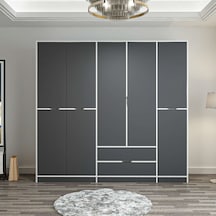 Elina 5 Kapaklı Dolap - Beyaz/antrasit Çok Renkli