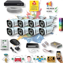 8 Kameralı Ip Set Yapay Zeka Özellikli Gece Renkli Sesli Ip 4386