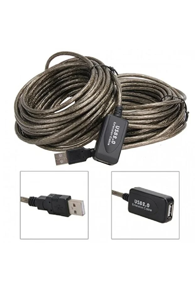15 Metre 15mt Usb Aktif Erkek/dişi High Speed Kablo Chipli Model Ara Usb Uzatma Kablosu Güçlendirilmiş Extension Kablo