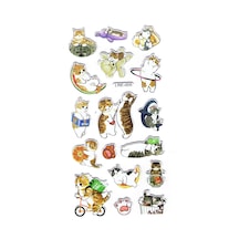 Sticker Kabartmalı Stiker Defter Planlayıcı Etiket Lre-005 - 17 x 9 CM - Oyuncu Eğlenceli Kediler