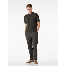 Koton Regular Fit Beli Lastikli Düğmeli Düz Paça Keten Karışımlı Chino Yazlık Pantolon Antrasit 6sam40003hw