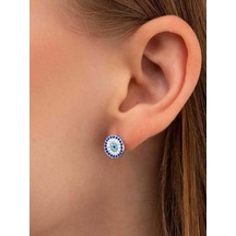 Brezza Lusso Jewelry 925 Ayar Gümüş Firuze Nazar Gözlü Bayan Gümüş Küpe 49118975