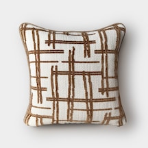 "grid" Desenli Kırlent Kılıfı - 45x45 - Kiremit Kiremit