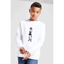 Tshirthane Anime Dragon Ball Baskılı Unisex Çocuk Beyaz Sweatshirt (534756976) Beyaz