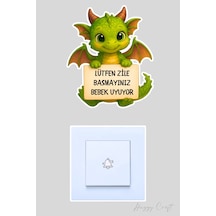 Yavru Dinazor Lütfen Zile Basmayınız Bebek Uyuyor Sticker Kapı Zili Etiketi Standart
