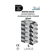 Nitril Siyah Power Muayene Eldiveni L - 5 Paket 50 Li