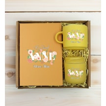 Bk Gift Kişiye Özel İsimli Dtf Anne Temalı Sarı Defter & Kahve Fincanı & Mum Hediye Seti-4, Anneye Hediye, Anneler Günü Hediyesi Kobitmeyencom30810 Bk