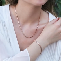 Rose Gold Kaplama İtalyan Zincir Gümüş Set