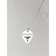 Bon Jovi Rock Müzik Grubu Pena Kolye - Gümüş Kaplama Ve Kaliteli Çok REnkli