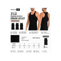 Yıldız Çamaşır Erkek Ribana Sporcu %100 Pamuk Atlet 15-17-19 - 3 Adet Siyah