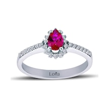 Lova Pırlantalı Damla Yakut Anturaj Yüzük - 1040088