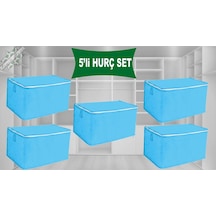 Kazak Hurcu 5li Set Tela Dayanıklı Malzeme Çok Amaçlı Hurc 55x35x35 Tela Mavi Diğer