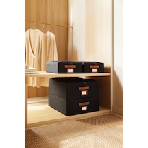 Ocean Home Textile 4'lü Siyah Renk Jüt Destekli Kutu Hurç Set 2 Adet 31 X 38 X 12 + 45 X 55 X 18 Cm Siyah