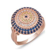 Stillove Gümüş Rose Gold Yuvarlak Nazarlı Kadın Yüzük