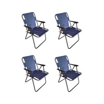 Plastik Kollu Katlanir 4 Lü Piknik Ve Kamp Sandalyesi Mavi 46,5x40,5x41 Cm Sirt 57x55x81 Cm Lacivert