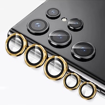 Samsung S22 Ultra Kamera Lens Koruyucu Halka Set Gold AL8114
