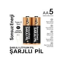 Type-c Şarjlı 2800mwh 1.5v Şarj Edilebilir 2 Li Aa5 Kalem Pil - Lityum Iyon Batarya