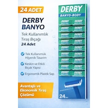 Derby Banyo Tek Kullanımlık Tıraş Bıçağı 24 Adet Paket Plastik Saplı Ekonomik Tıraş Jileti
