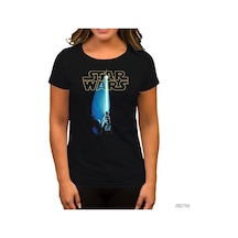 Star Wars Sword And Logo Siyah Kadın Tişört Siyah