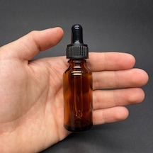 Kahverengi Cam Damlalıklı Şişe Siyah Plastik Kapak  20 ML