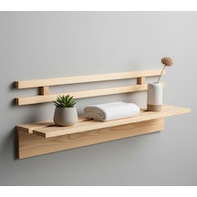 50x30 Cm Dekoratif Masif Ahşap Duvar Rafı - Çift Taraflı Bantlı Duvarlarınızı Delmeye,son Bej