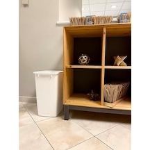 Küçük Mutfak Banyo Çöp Kovası, Lavabo Altı Çöp Sepeti, Plastik, Beyaz, 9 Galon 10l Siyah