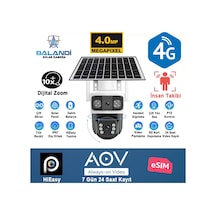 Balandı Pro-8200gıp 4mp 2 Kameralı 4g Aov Esım Solar Kamera, Hıeasy Yazılım