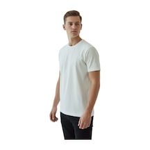26- 4350 Süper Battal Büyük Beden Unisex Bisiklet Yaka T-shırt Beyaz Beyaz