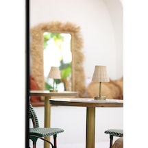 Rattan & Bambu Kablosuz Pilli Abajur Masa Lambası - Alt Uzun Eskitme Gold Eskitme Gold