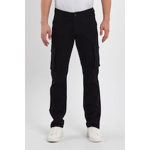 Erkek Likralı Kargo Pantolon Siyah-siyah Siyah