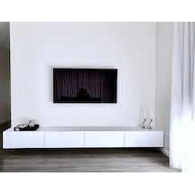 Dizayn Joy Tv Ünitesi Tv Sehpası Alt Modülü Mat Beyaz Soft 240 Cm