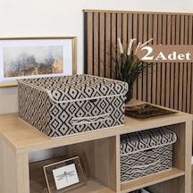 2 Adet Bohe Çok Amaçlı Kapaklı Kutu Raf Düzenleyici 30x30x23