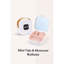 Premium Mini Takı Kutusu Aynalı Seyahat Boy Bölmeli Mücevher Organizer - Beyaz 1 Sıra Beyaz