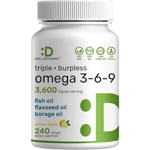 Deal Supplement Triple Omega 3-6-9 Fish Oil With Flaxseed Oil Borage Oils High Epa + Dha 3,600mg 240 Softgels