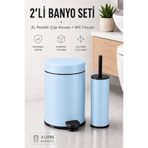 Sas Haus Pedallı Çöp Kovası 3 Litre İç Kovalı Kapaklı Tuvalet Fırçalı Banyo Seti Krom - Titan 7103 Çok Renkli
