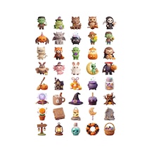 Cadılar Bayramı Kil Figür Sticker Seti 40 Adet Ajanda Scrapbook Journal Planner Çıkartma Çok Renkli
