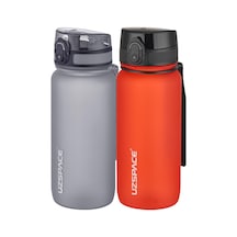 Uzspace 2'li Tritan Matara Seti 650 Ml 14 Farklı Renk Seçeneği Fiftyfifty -3037seta Gri - Kırmızı