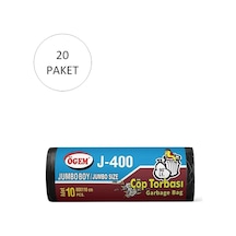 J-400 Jumbo Boy Çöp Torbası 80 X 110 Cm 10 Lu Rulo X 20 Paket 200 Adet Siyah