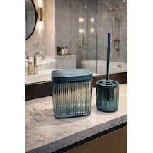 Banyo Çöp Kovası Ve Wc Fırçası Seti Modern Ve Şık Banyo Aksesuarları 2li Set Mavi