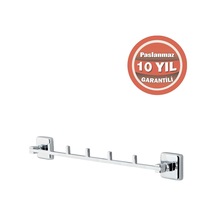 Çelik Banyo Paslanmaz Pirinç Kumru Askılık 5 Li Havluluk Banyo Askısı Krom