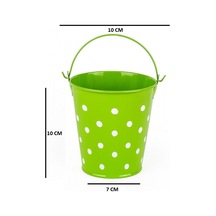 2 Pcs Vıp Decoratıve Green Blue Pail 2 Adet Saplı Metal Kova Puantiyeli Kova Mavi Kova Yeşil Kova