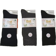 First Erkek Siyah Dikişsiz Şeker 3 Çift Çorabı Karışık 40-45 Çok Renkli