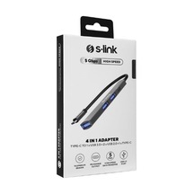 S-link Swv-usbc023 4 İn 1 Gri Metal Typec To 2-usb2.0 Usb 3.0, Pd Type C Adaptör