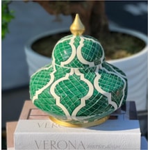 Gc065 Yılan Desen Yeşil 20 Cm Uzay Küp Dekoratif Şık Modern Ev Aksesuarı