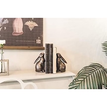 Creative Co-op Bronz Reçine Tavşan Şekilli 2&apos Li Set Kitap Desteği, 2 Adet