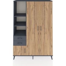 Hyperion Dolap 5 Raflı 2 Çekmeceli Tek Askılı 132x44x195 Antrasit-çam/antrasit Atlas Çam/antrasıt - Antrasıt